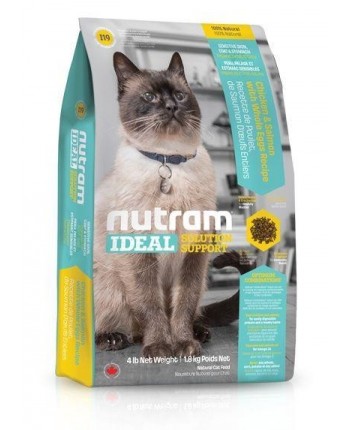 I19 Nutram Ideal Solution Sensitive Skin, Coat and Stomach Cat 1,8 kg
