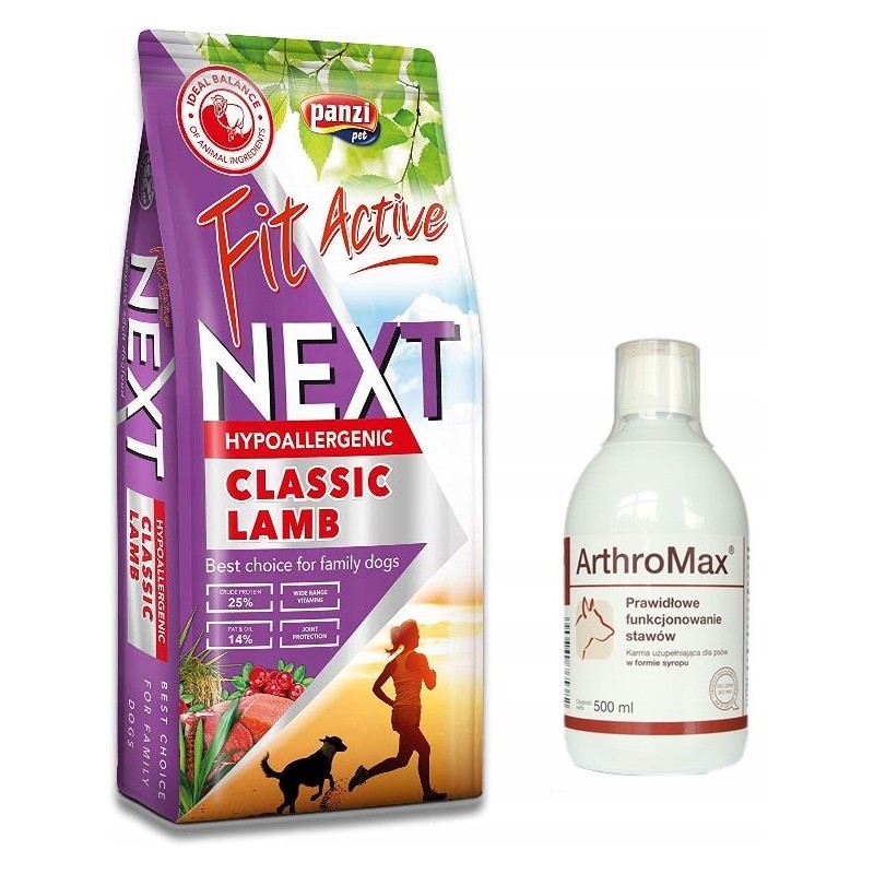ZESTAW Fit Active Dog Hypoallergenic NEXT Adult Classic Lamb 15 kg + Arthromax 500ml