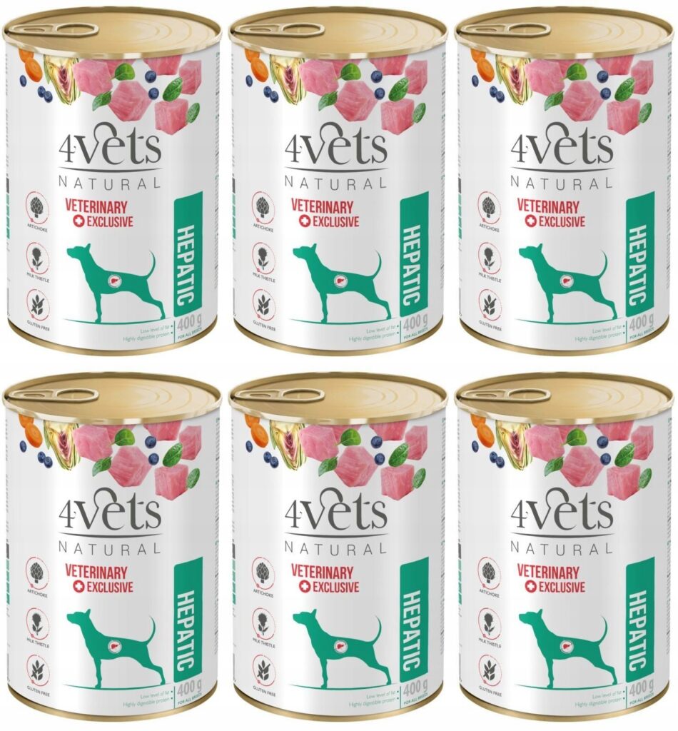 4Vets Natural Dog Hepatic 6 x 400 g mokra dieta wątrobowa dla psów Indyk