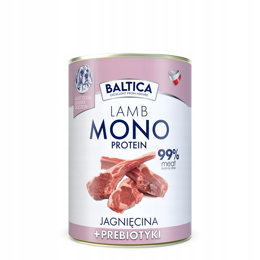 Baltica Monoprotein Jagnięcina z Prebiotykami dla psa Puszka 400g