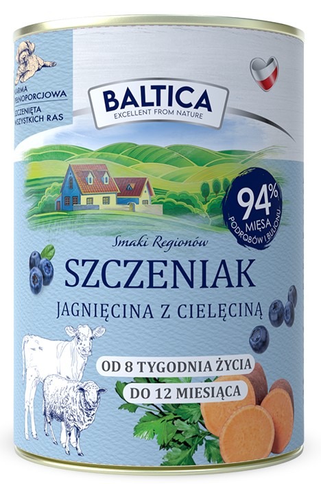 Baltica Jagnięcina z Cielęciną  400 g - Karma Mokra dla szczeniąt