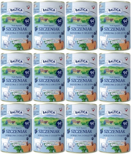 Baltica Szczeniak Jagnięcina z Cielęciną Karma Mokra 12x400 g