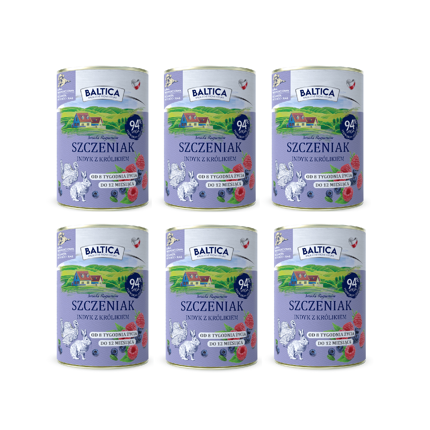 Baltica Szczeniak Indyk z Królikiem Karma Mokra 6x400 g