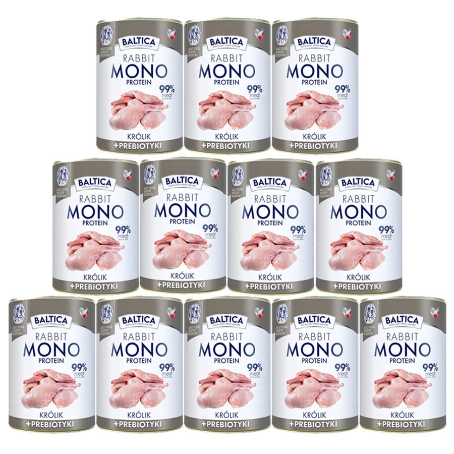 Baltica Monoprotein Królik z Prebiotykami dla psa Puszka 12 x 400g