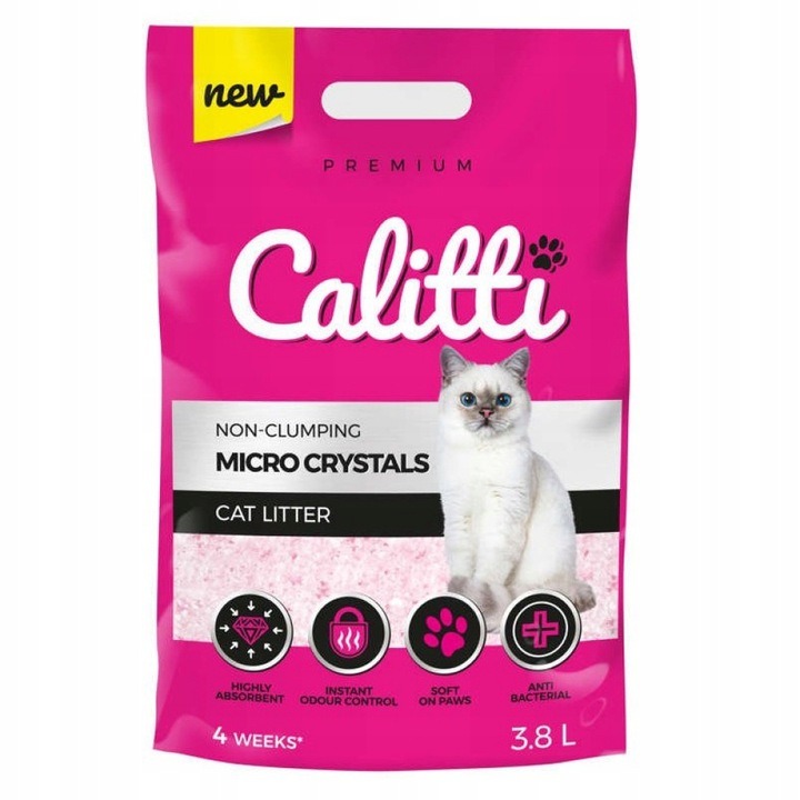 Calitti MICRO Crystals Silkonowy Żwirek 6 x 3,8l do kocich kuwet, drobny detal