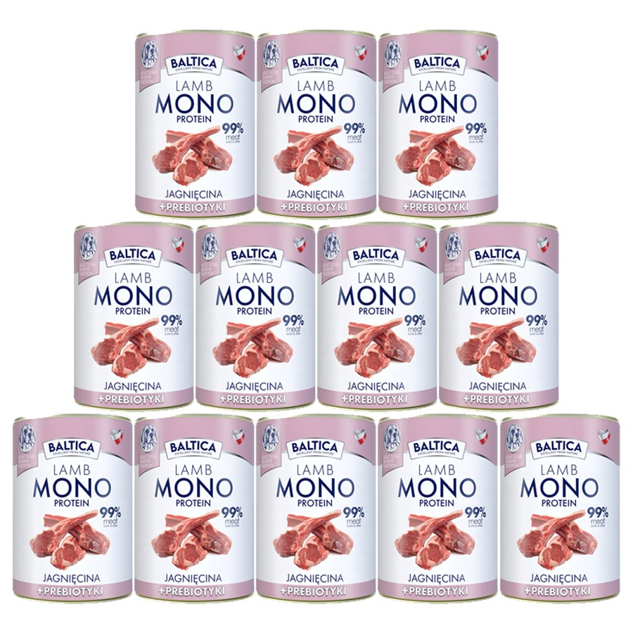 Baltica Monoprotein Jagnięcina z Prebiotykami dla psa Puszka 12 x 400g