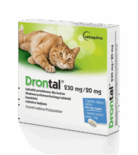 Drontal dla kotów 230 mg / 20 mg dwie tabletki powlekane, Odrobaczenie