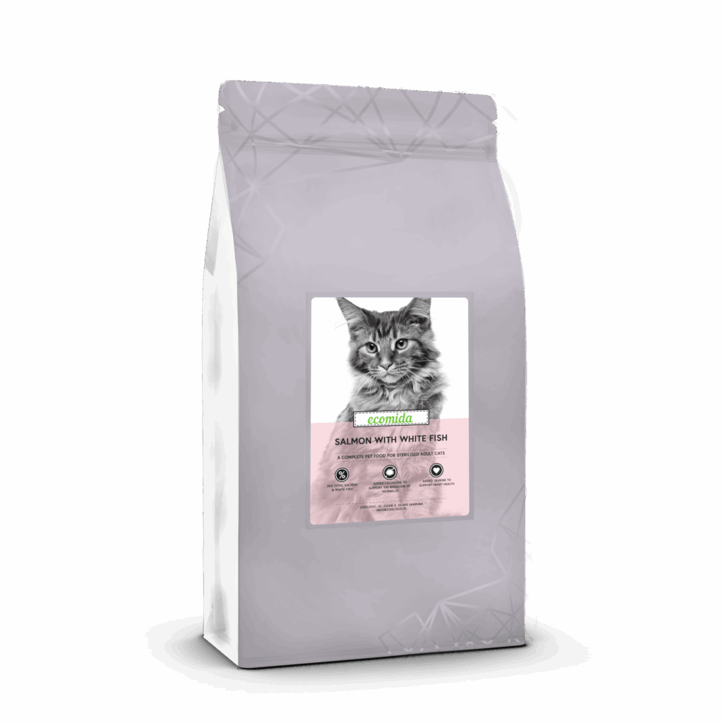 Ecomida Bez Zbóż Łosoś Biała Ryba 1,5 kg Kot dorosły, Sterylizowany, Senior