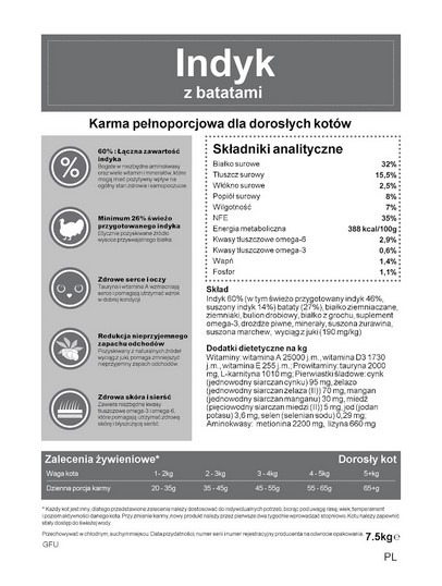 Ecomida – Monob. Hypo. Bez zbóż Indyk 2 kg – kot dorosły detal