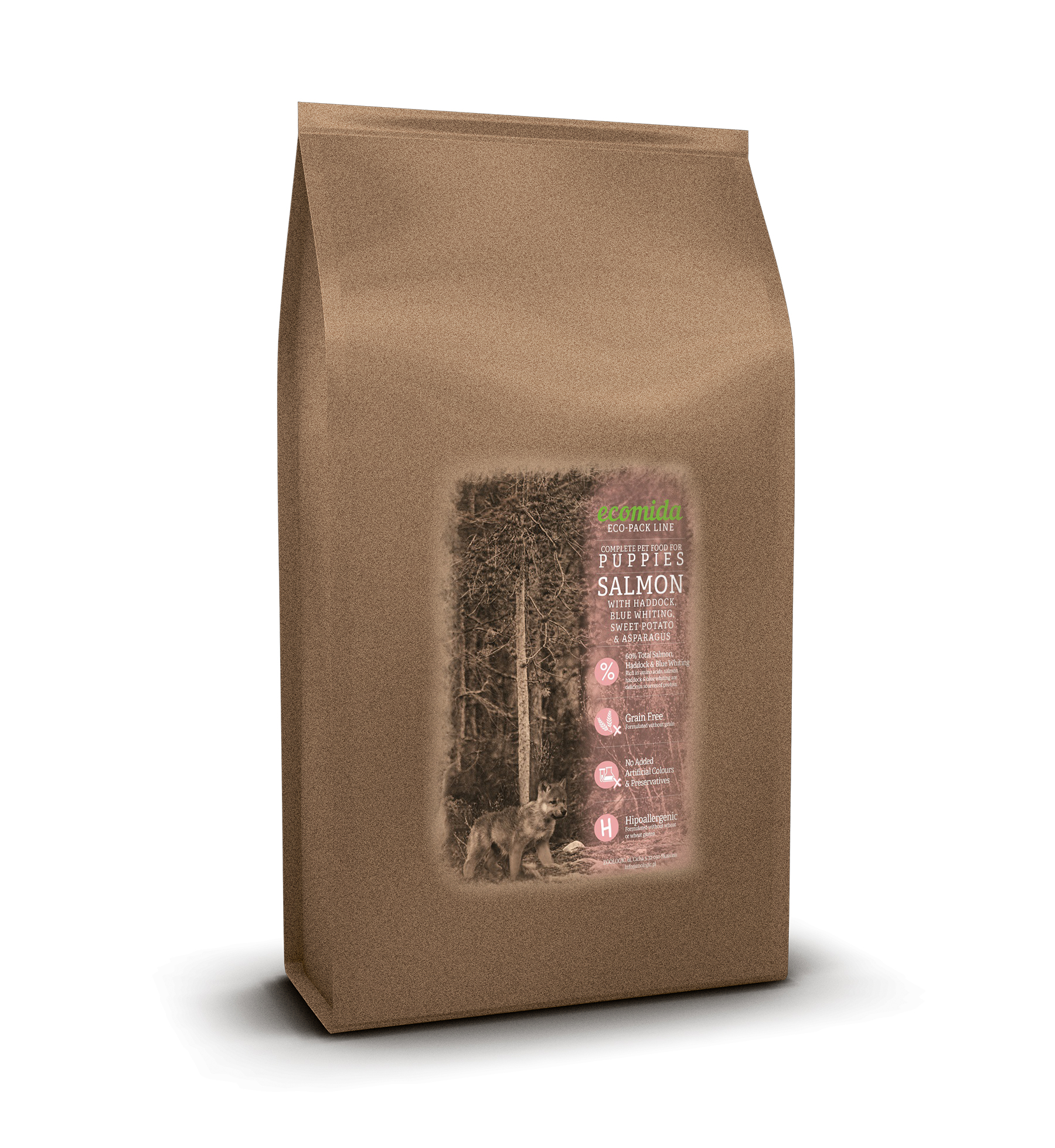 Ecomida -Monob. Hypo. Bez zbóż Łosoś 1 kg - szczenięta NA WAGĘ