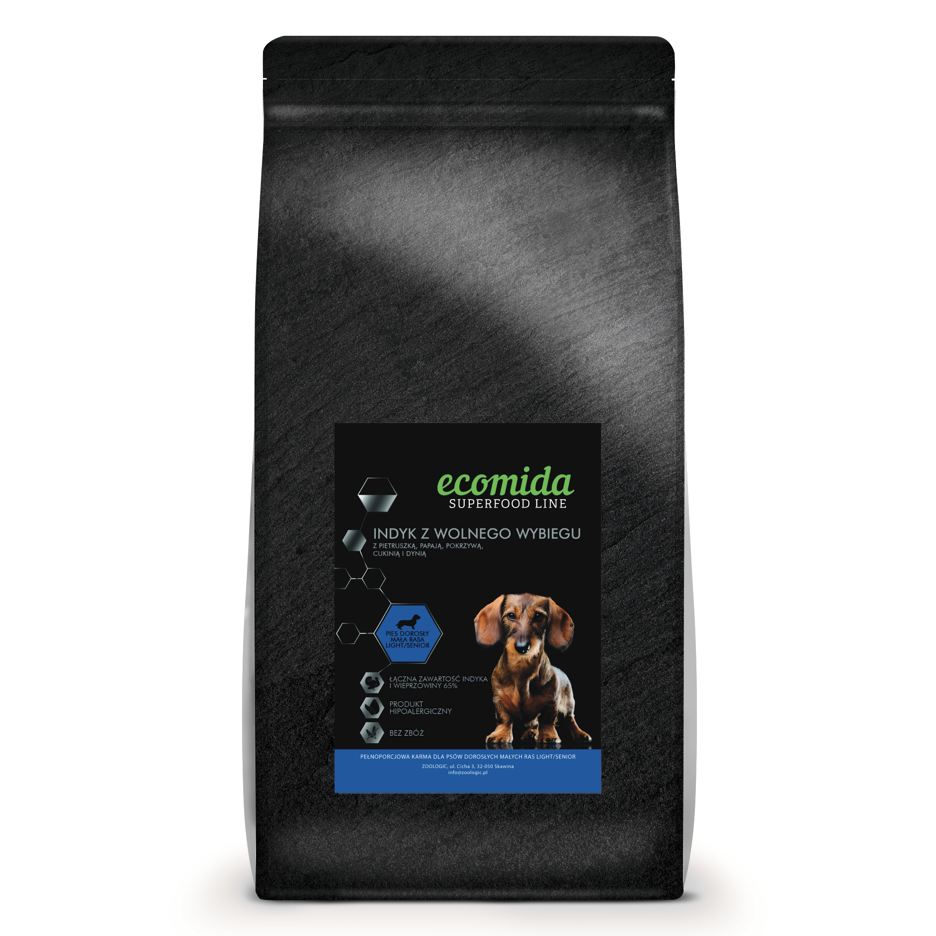 Ecomida Superfood 65 % Indyk & Wieprzowina, Light Senior SMALL 2kg Bez zboż