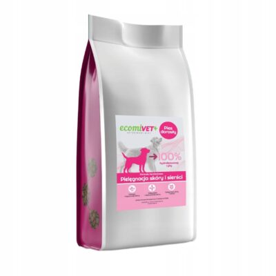 ecomiVET+ Hypoallergenic Skóra Sierść 1.5kg 100% hydrolizat Łosoś Biała Ryb