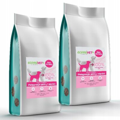 ecomiVET+ Hypoallergenic Skóra Sierść 1,5kg 100% hydrolizat Łosoś Biała Ryb