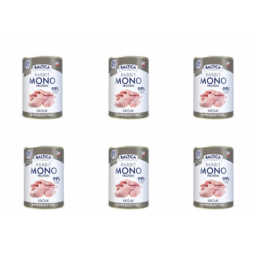 Baltica Monoprotein Królik z Prebiotykami dla psa Puszka 6 x 400g