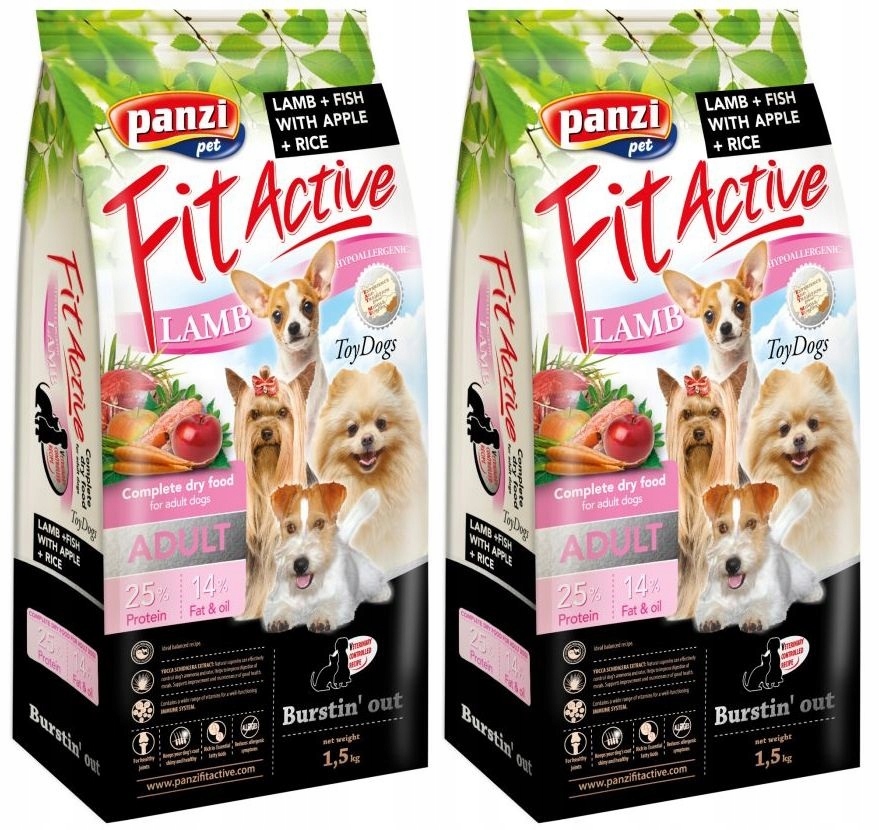 Fit Active Hypoallergenic Toy Dogs Lamb&Fish rasy miniaturowe 2 x 1,5 kg