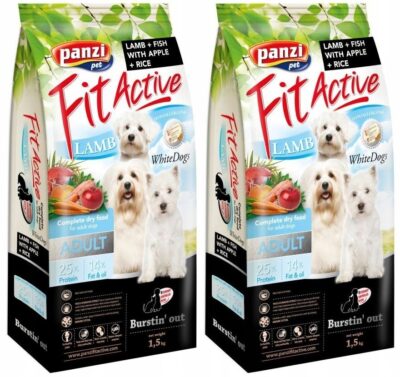 Fit Active White Dogs Hypoallergenic Lamb&Fish psy ras białych 2 x 1,5 kg
