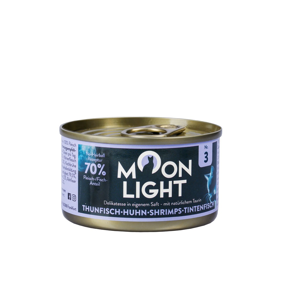 Moonlight Dinner nr 3 Tuńczyk Kura Kałamarnica 80g mokra karma dla kota detal