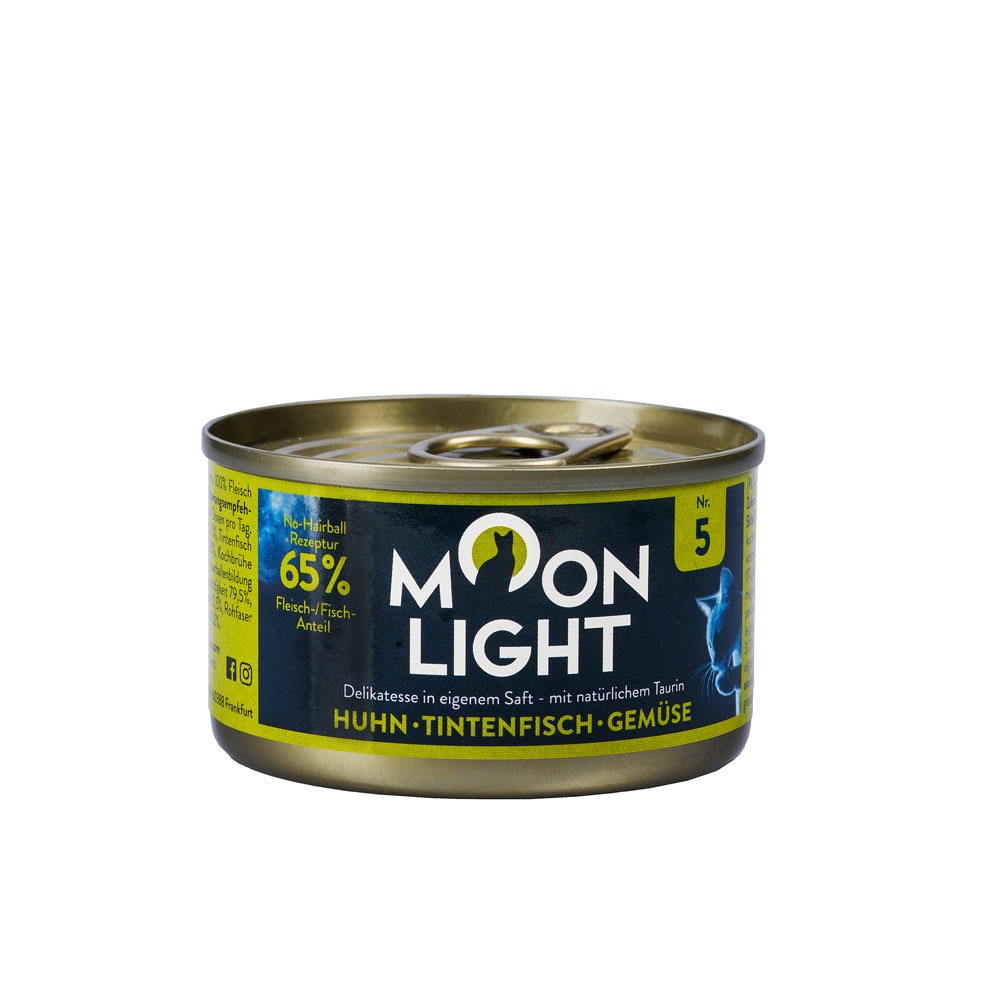 Moonlight Dinner nr 5 Kura Kałamarnica Warzywa 80g  mokra karma dla kotów detal