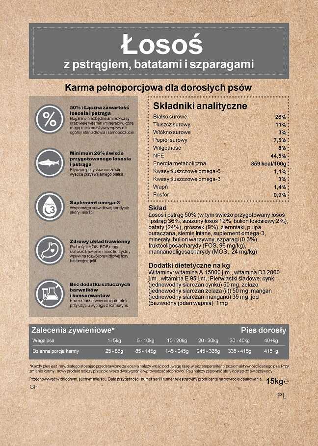 Ecomida Bez zbóz MONO Łosoś 15 kg Hypoallergiczna sucha karma Pies Dorosły detal