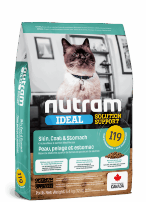 NUTRAM Cat I19 Skin Coat Stomach 5.4kg Wrażliwe koty dorosłe Łosoś Kurczak