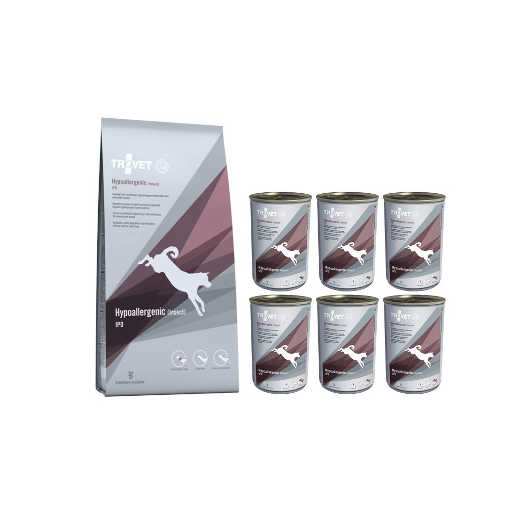 Trovet Dog IPD Hypoallergenic Insect 10kg + 6x400g -  insekty dla psów
