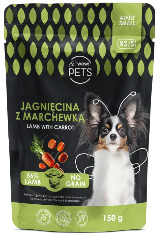 WOW!Pets Bez zbóż, Monobiałkowa Jagnięcina 150g Trenerki Pies rasa XS/S