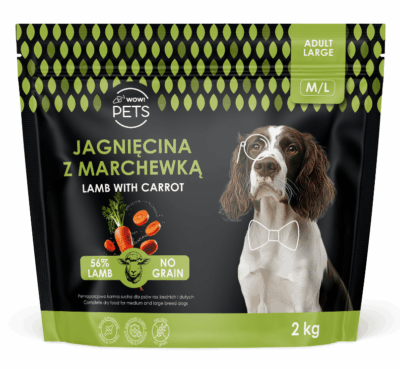 WOW!Pets Bez zbóż, Monobiałkowa Jagnięcina 2 kg Karma Pies dorosły rasa M/L
