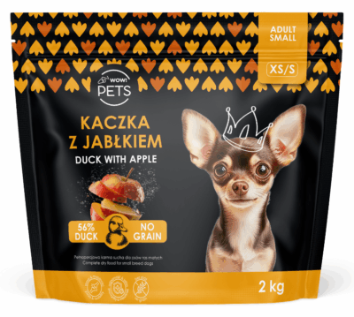 WOW!Pets Bez zbóż, Monobiałkowa Kaczka 2 kg Karma Pies dorosły rasa XS/S