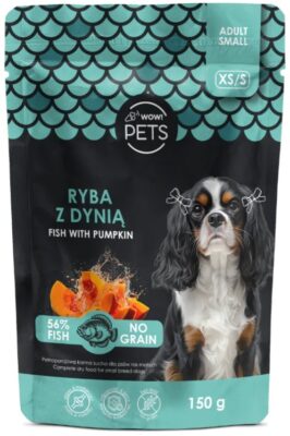 WOW!Pets Bez zbóż, Monobiałkowa Ryba 150g Trenerki Pies dorosły rasa XS/S