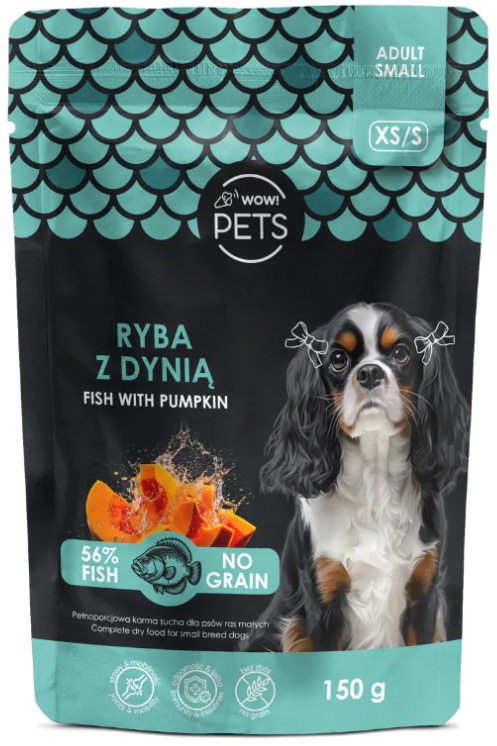WOW!Pets Bez zbóż, Monobiałkowa Ryba 150g Trenerki Pies dorosły rasa XS/S