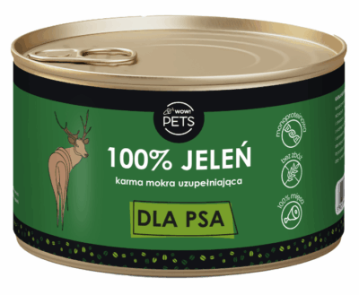 WOW!Pets Karma mokra PSY Monobiałkowa JELEŃ 100% mięsa szkieletowego 410g