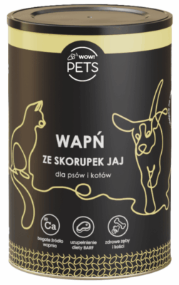 WoW!Pets WAPŃ sproszkowane skorupy jaj,  suplement diety dla PSA, KOTA 300g
