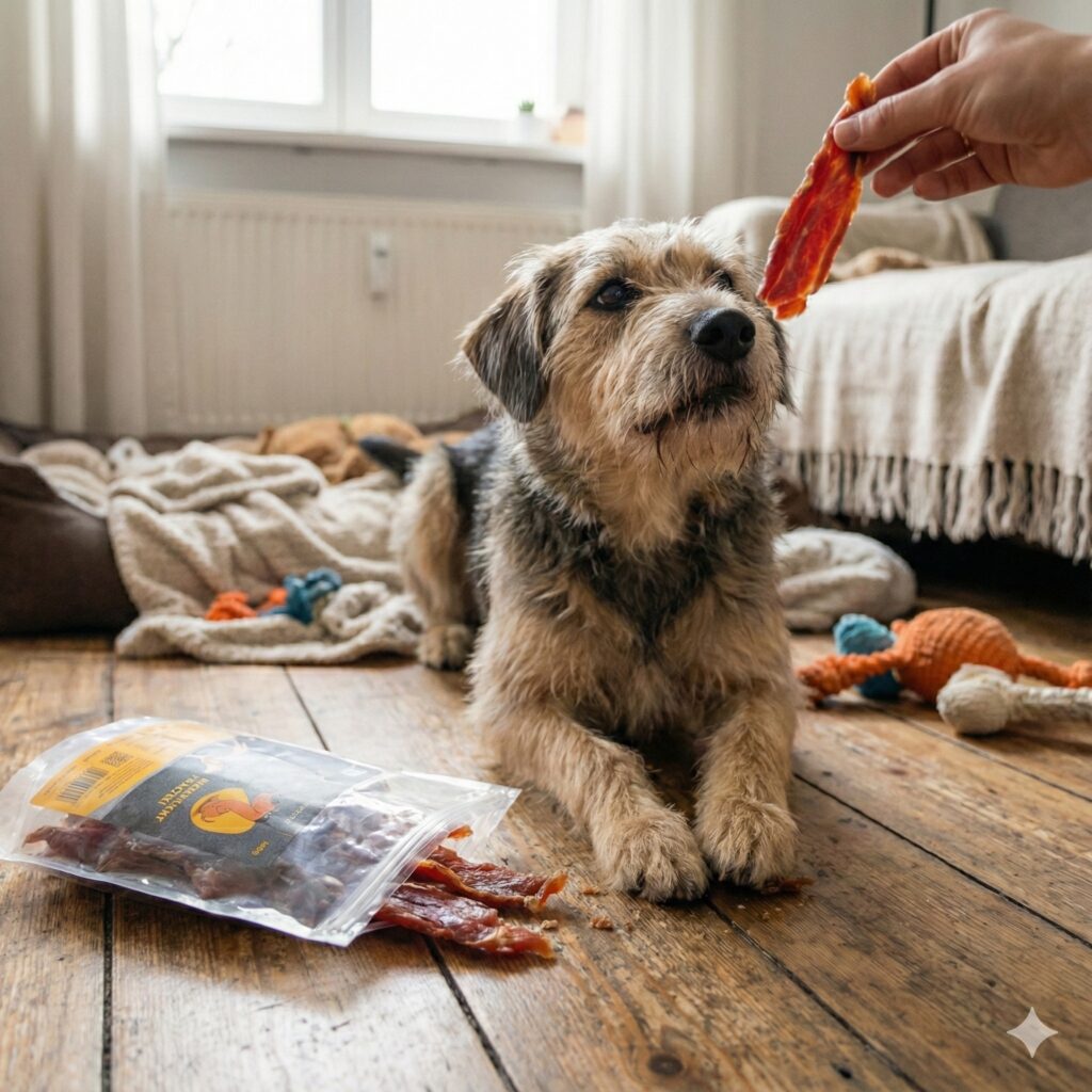 Miękki filet z kaczki bezglutenowy przysmak dla psa Happy Snacky 500g detal