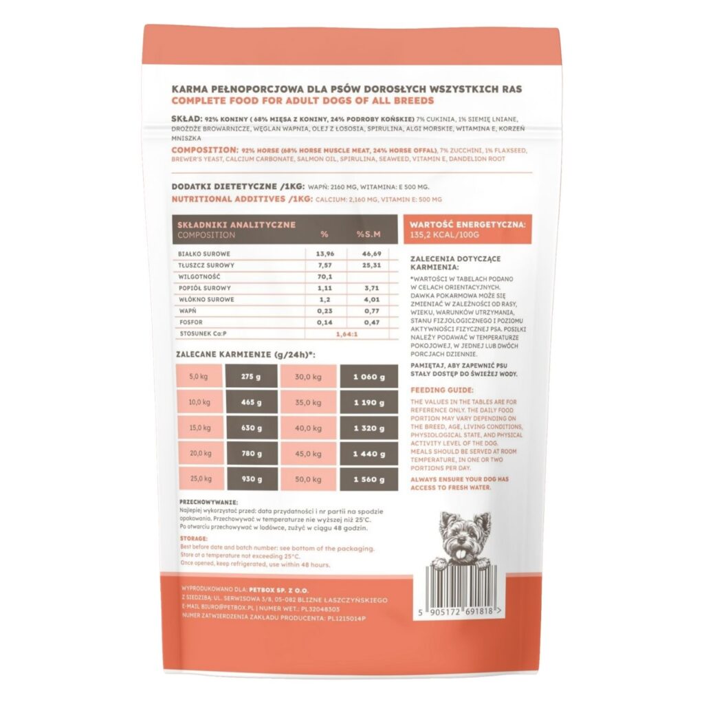 FARMA Hipoalergiczna Bezzbożowa karma mokra dla psa KONINA saszetka 500g detal