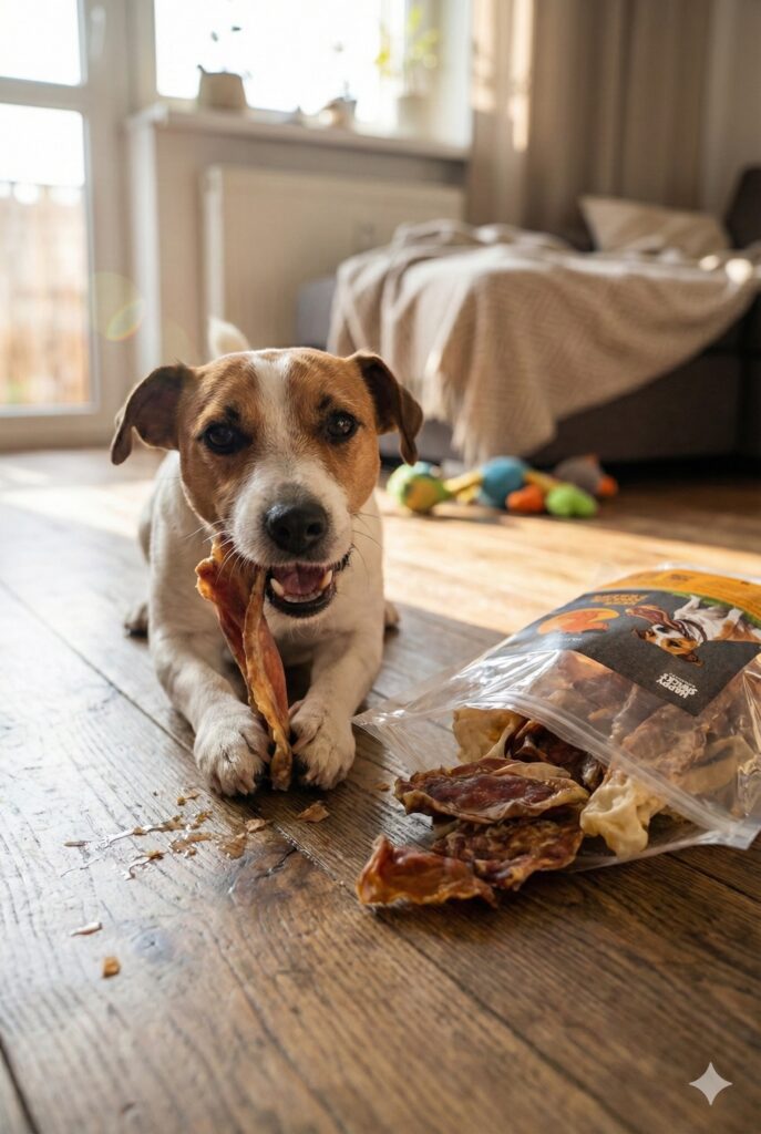 Ucho królicze z kaczką bezglutenowy przysmak dla psa Happy Snacky 500g detal