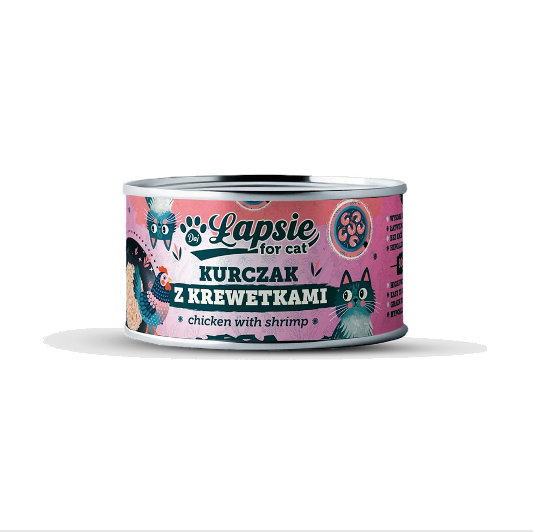 Daj Łapsie Kurczak w bulionie z krewetkami w bulionie dla kota Puszka 80g
