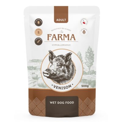 FARMA Hipoalergiczna Bezzbożowa karma mokra dla psa DZICZYZNA saszetka 500g