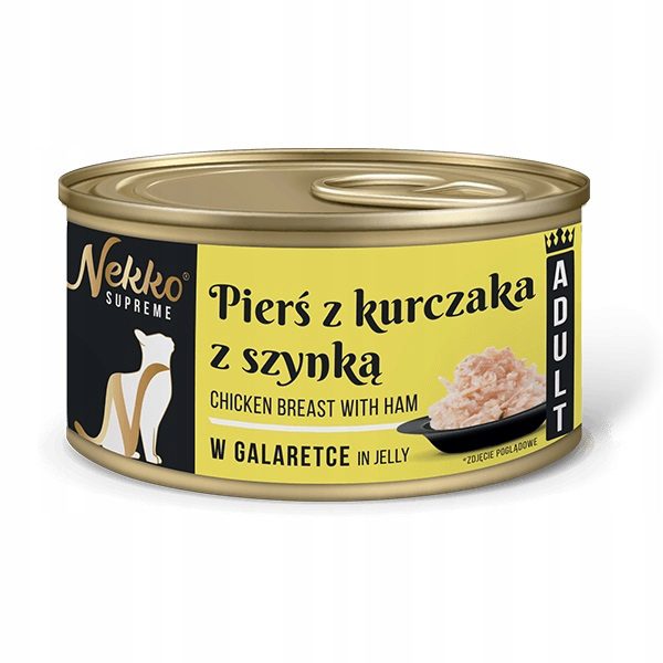 NEKKO SUPREME ADULT Pierś z kurczaka z szynką w galaretce puszka 80g