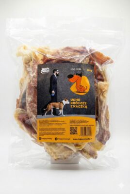 Ucho królicze z kaczką bezglutenowy przysmak dla psa Happy Snacky 500g