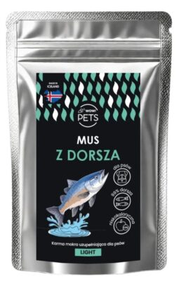 WOWPets Karma mokra PSY Monobiałkowa MUS z DORSZA (Light) saszetka 100 g