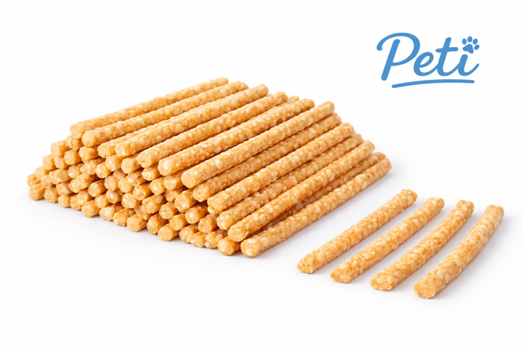 Przysmak dla psa smakołyk trenerki PETI 3 Patyczki Kurczak z Ryżem 500g detal