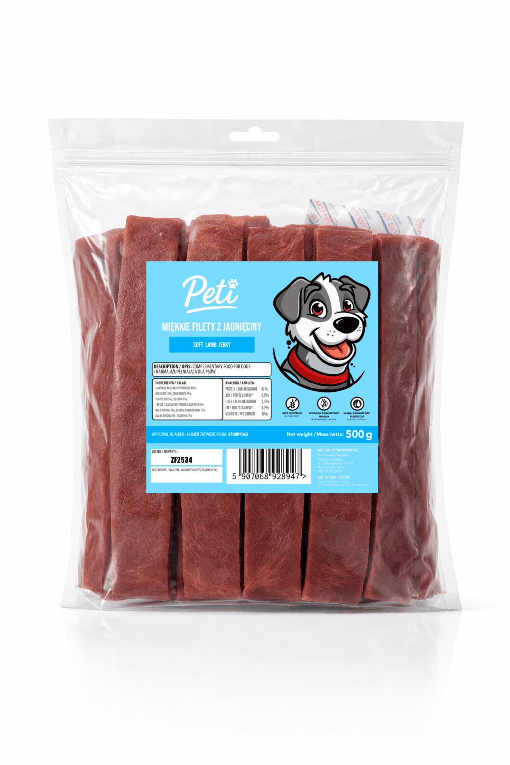 Przysmak dla psa smakołyk trenerki PETI 4 Miękki Filet z Jagnięciny 500g