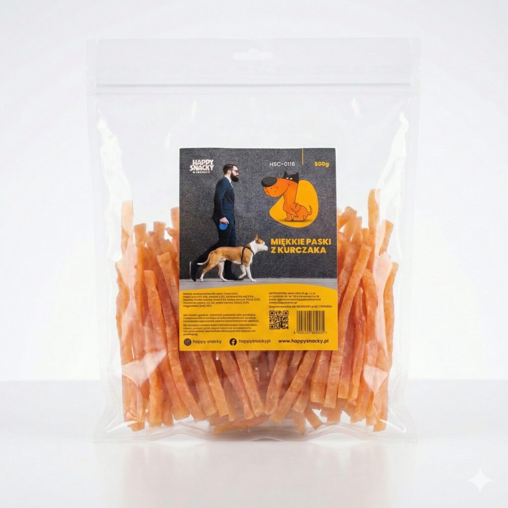Miękkie paski z kurczaka CHICKEN bezglutenowy przysmak dla psa Happy Snacky 500g
