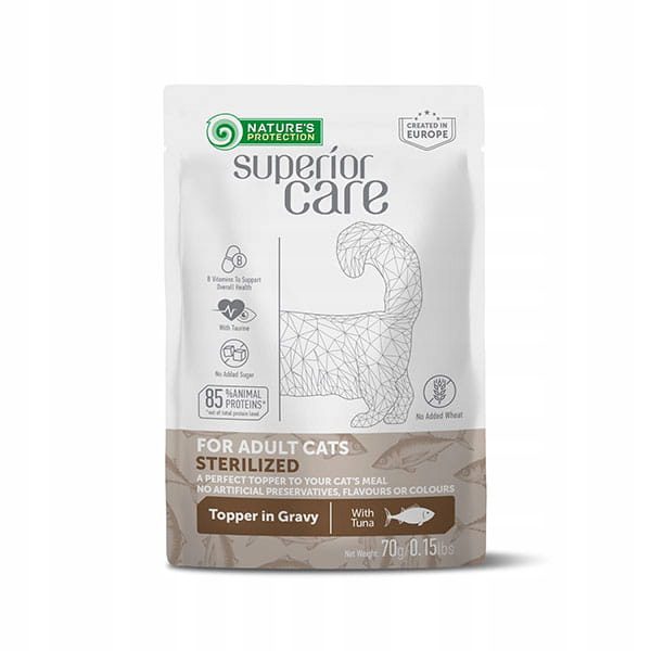Nature’s Protection Adult Cat Sterilised TUŃCZYK W SOSIE dla kota 6 x 70g detal
