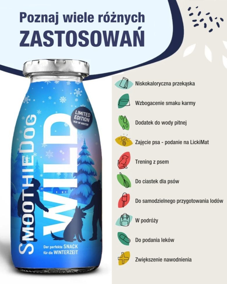 SMOOTHIE DOG Wild Dziczyzna z warzywami Przekąska na siła i odporność dla psa 250ml 100% Naturalna detal