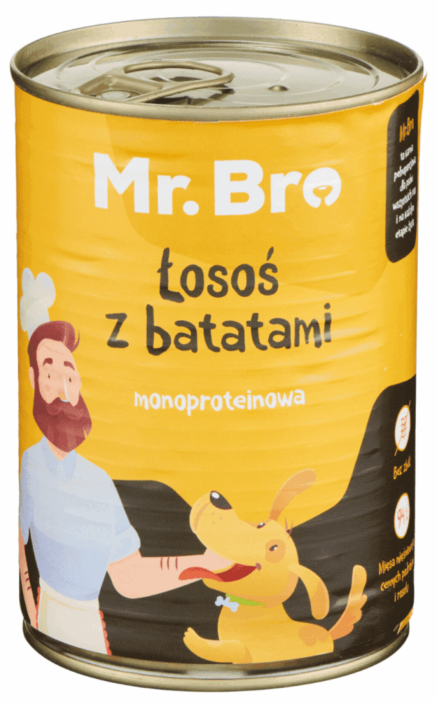 Zestaw Mr. Bro monoproteinowa Sucha i Mokra Karma Dla Psów Dorosłych Z Łososiem 3kg + 6x400g detal