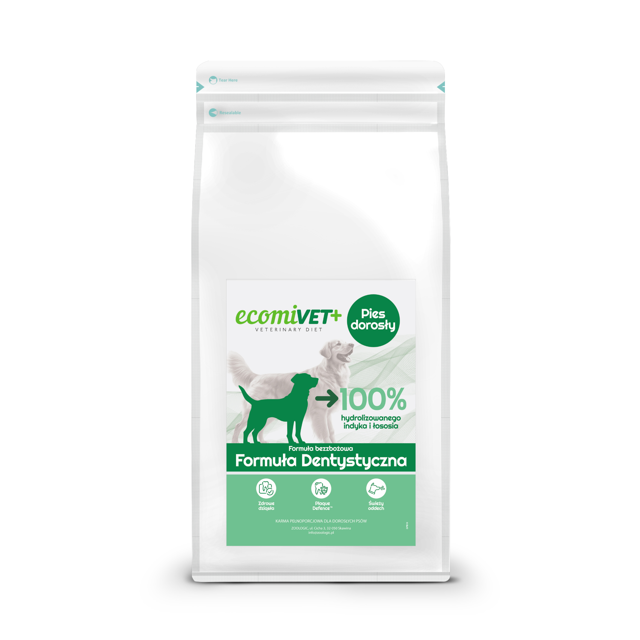 ecomiVET+ Formuła Dentystyczna DENTAL 1kg dieta dla psa 100% hydrolizat indyk