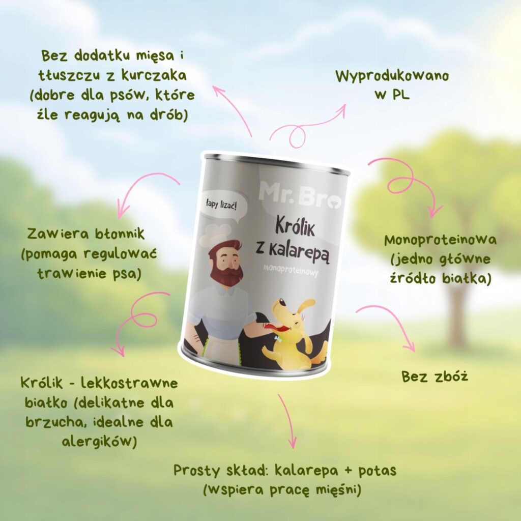 Mr. Bro Królik z Kalarepą – mokra karma dla psów Monoproteinowa 400g detal