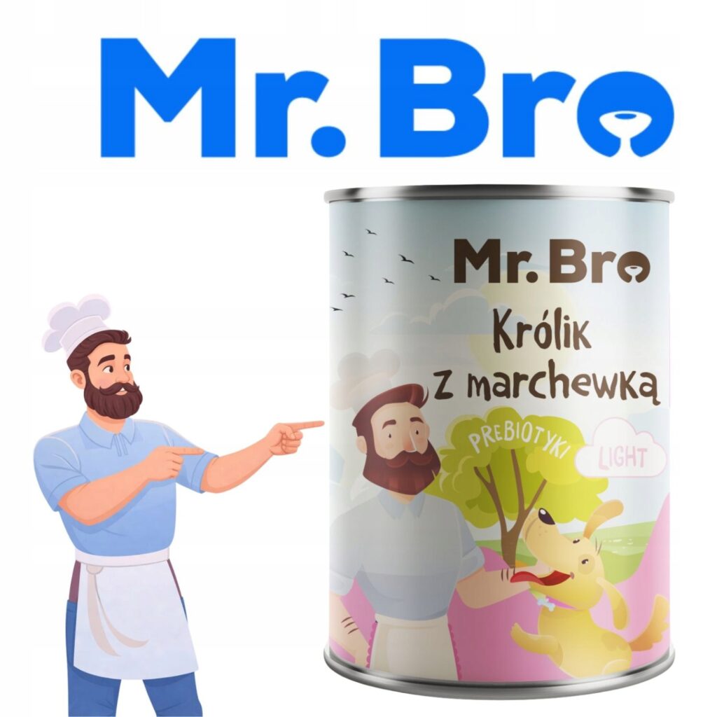Mr. Bro Light Królik z Marchewką z Prebiotykami mokra karma dla psów Monoproteinowa 400g detal