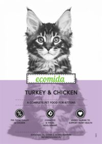 Ecomida Connoisseur KITTEN Bez Zbóż Hypoallergenic Indyk Kurczak 500g sucha karma dla KOCIĄT